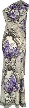 Roberto Cavalli Abstract Floral Print Long Dress in Multicolor Polyamide