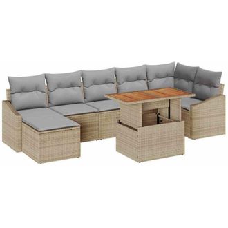 vidaXL Garden Sofa Set with Storage 8 pcs Beige Poly rattan vidaXL