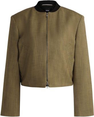 BOSS Relaxed-fit jacket in herringbone stretch fabric