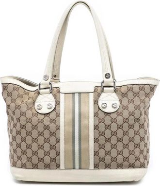 Gucci Pre-owned Tote Bags, female, Brown, Size: ONE SIZE Pre-owned Canvas Tote Bag