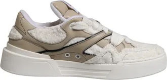 Dolce & Gabbana White Beige Faux Shearling Low Top Sneakers Mens Shoes