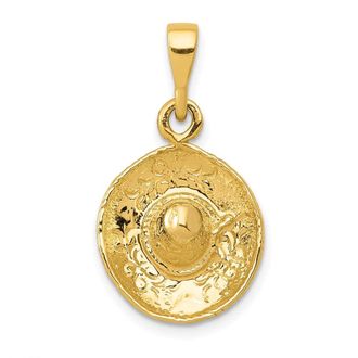 Diamond2Deal 14k Yellow Gold 3D Sombrero Pendant
