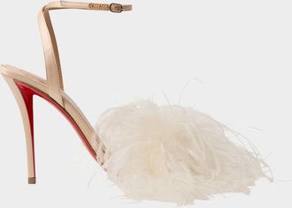 Christian Louboutin 100mm Miss Z Poupi Silk Feather Pumps