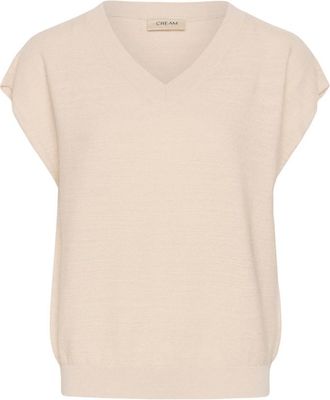 Cream V-hals Breiwerk - Dames - V-hals truien - Beige - L - Truien & Vesten