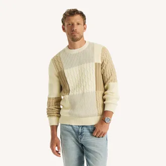 Nautica Mens Patchwork Crewneck Sweater