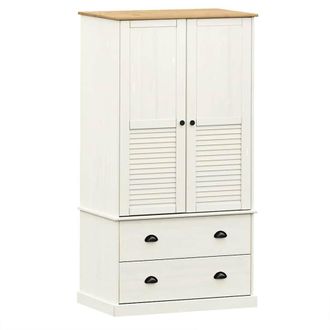 Berkfield Home Wardrobe VIGO White 90x55x176 cm Solid Wood Pine | Size: 90 x 55 x 176 cm