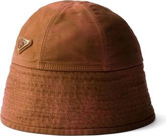 Prada Cappello bucket in cotone - Marrone