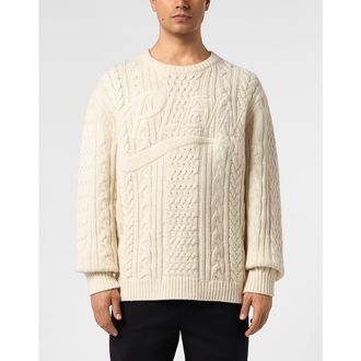 Philipp Plein Wool Roundneck Pullover Plein Star Men in Offwhite at Nordstrom, Size Xxx-Large
