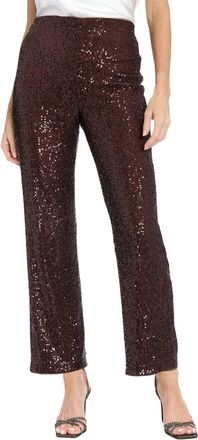 Muse Clean Waistline Sequin Pull On Pants In Chocolate