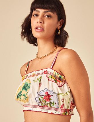 Nobody's Child White Printed Crop Top