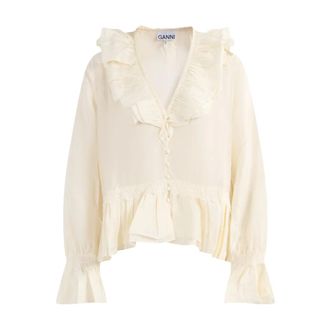 Ganni Mujer, Blusas y Camisas, Beige, Talla: XS
