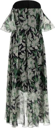 Loewe Womens Floral Printed Silk Dress Multicolor