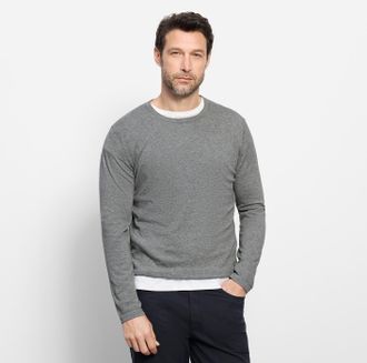 Olymp Rundhalspullover OLYMP OLYMP Strick Casual, Herren, Gr. XXL, grau (silbergrau), Obermaterial: 100% Baumwolle, schmal, Rundhals, Pullover Rundhalspullo