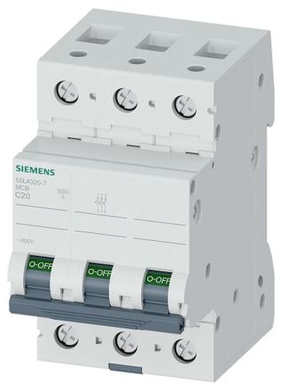 SIEMENS Interruptor Autom&aacute;tico 400v 10ka, 3 Polos, C, 20a, 5sl43207