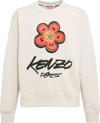 Kenzo Bloemen Grafische Print Crew Neck Sweatshirt - Heren - Sweatshirts - Grijs - L - Katoen - Hoodies & sweatvesten