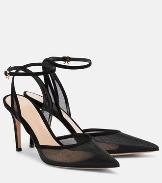 Gianvito Rossi Dorotea suede-trimmed slingback pumps