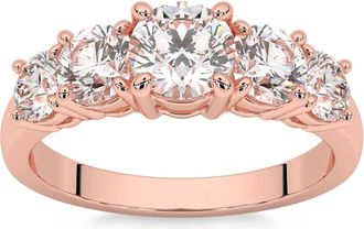 Pompeii3 2Ct Round Cut Diamond Five Stone Wedding Ring Anniversary Gold Band Lab Grown