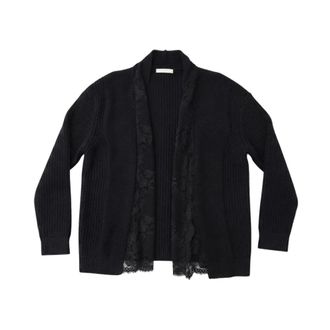 Ermanno Scervino C&aacute;rdigan de punto fino con ribetes de encaje delicado - Knitwear - Mujer - Negro - XS