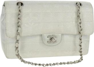 Chanel Pre-owned Shoulder Bags, female, Gray, Size: ONE SIZE Pre-owned Nylon Shoulder Bag