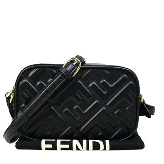Fendi Camera Zucca Embossed Leather Black Leather Handbag (Pre-Owned)