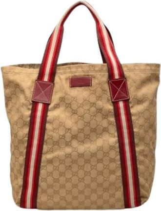 Gucci Pre-owned Tote Bags, female, Beige, Size: ONE SIZE Pre-owned Vintage Canvas Tote Bag
