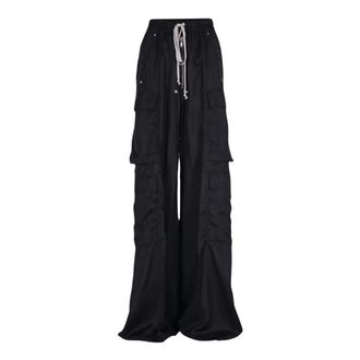 Rick Owens Wide Trousers, female, Black, Size: 2XS Cargo Belted Trousers