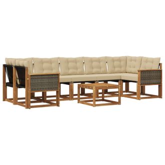 vidaXL Conjunto De Sof&aacute;s De Exterior Con Coj&iacute;n 8 Pcs Natural Y Beige Vidaxl