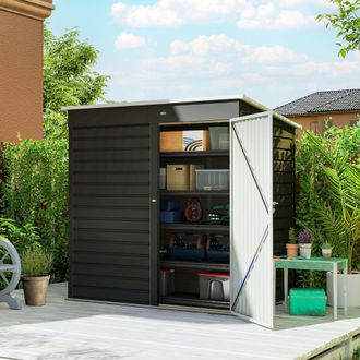 OUTSUNNY 6 x 4ft Metal Garden Shed with Lockable Door & Gloves, Dark Grey