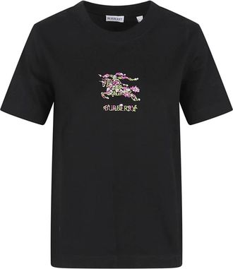 Burberry T-shirt met print - Dames - T-shirts - Zwart - S - Katoen - Tops