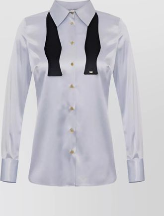 Elisabetta Franchi satin long sleeve shirt with bow tie