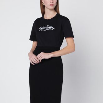 Dolce & Gabbana Black jersey T-shirt with embroidery
