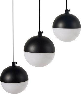 Beliani L&aacute;mpara Colgante Moderna 3 Luces Led Integradas Pantalla Redonda Metal Pintado Vidrio Negro Ankobra