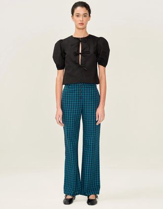 Omnes Womens Elodie Trouser in Blue Check - Size: 16