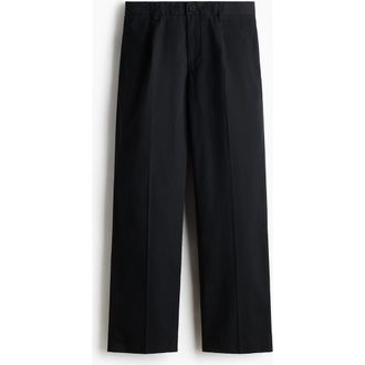 H&M Relaxed Fit Cotton And Lyocell Tailored Trousers in Black at Nordstrom, Size 30