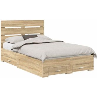 vidaXL Bed Frame with Drawer Sonoma Oak 120 x 200 cm Engineered Wood vidaXL