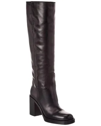 Prada Logo Leather Knee-High Boot