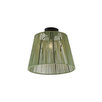 QAZQA Qazqa Japandi Plaf&oacute;n De Exterior Japandi Con Cuerda Verde Ip54 - Jayla /met&aacute;lica Redonda Adecuado Para Led Max. 1 X 15 Watt