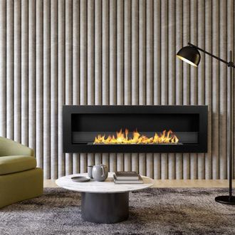 Dmora Chimenea Bioetanol Revello, Capacidad 1.25 Lt, Superficie Calefactable 30 M2, Potencia (kw) 3, 120x15x40h Cm Negro