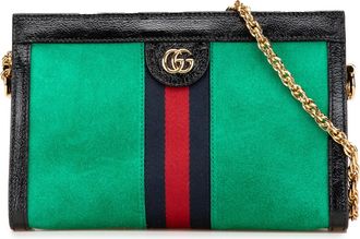Gucci Pre-owned Womens Suede Crossbody Bag - Dark Green Leather - One Size