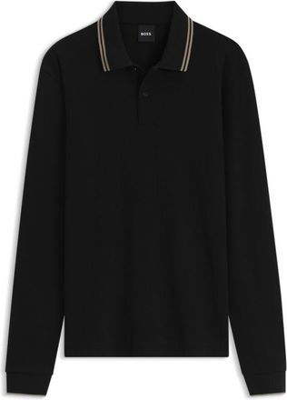 BOSS Waffle-textured polo shirt in stretch cotton