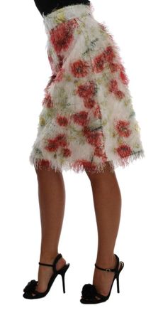 Dolce & Gabbana Womens Floral Patterned Pencil Straight Skirt Polyester