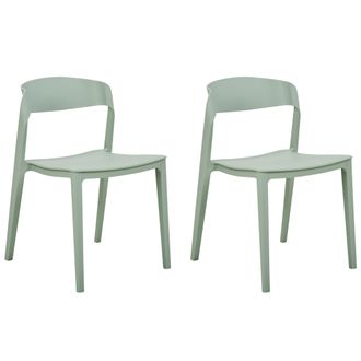 Beliani Conjunto De 2 Sillas De Pl&aacute;stico Apilables Sin Reposabrazos Tapas De Patas Sillas De Conferencia Dise&ntilde;o Moderno Comedor Verde Menta Somers