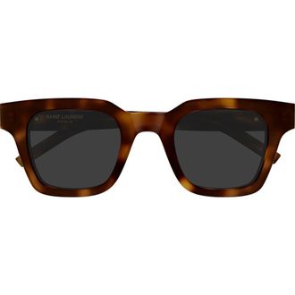Saint Laurent 47mm Small Rectangular Sunglasses in Havana at Nordstrom