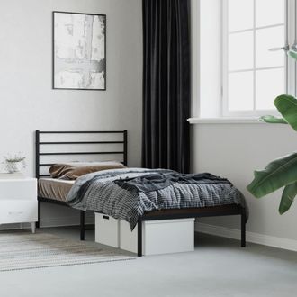 vidaXL Estructura Cama Sin Colch&oacute;n Con Cabecero Metal Negro 75x190 Cm Vidaxl
