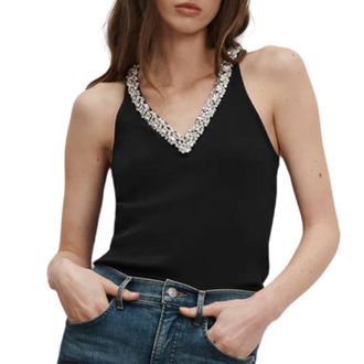 Veronica Beard Ayres Embellished Tank Top In Black