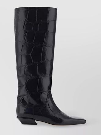 PARIS TEXAS leather croco-embossed knee-high boots