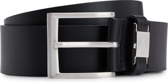 HUGO BOSS Lederg&uuml;rtel BOSS Connio, Herren, Gr. 100, schwarz, Leder, unifarben, G&uuml;rtel Lederg&uuml;rtel, silberfarbene Schliesse & Logo-Schriftzug auf der Schlaufe