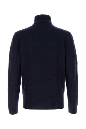 Polo Ralph Lauren Mens Navy Blue Wool Blend Sweater Hunternavy Exterior: Cashmere Maglieria