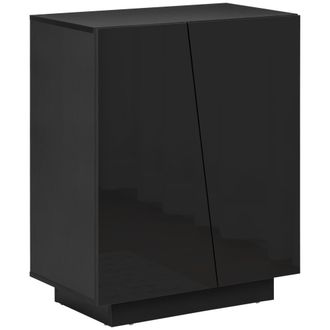 HOMCOM High Gloss Storage Cabinet for Bedroom Living Room Dining Room Black | TJ Hughes
