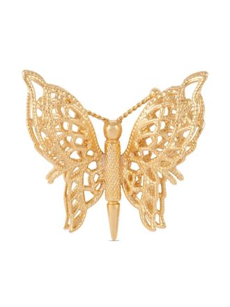 Susan Caplan Vintage 1970s pre-owned broche met vlinder - Goud